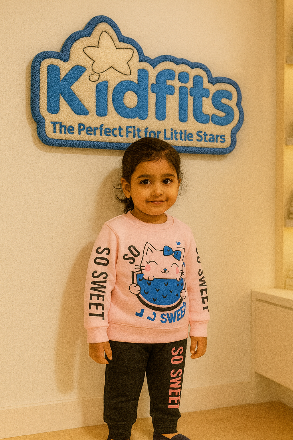 “SO SWEET Kitty Pink & Black Fleece Tracksuit