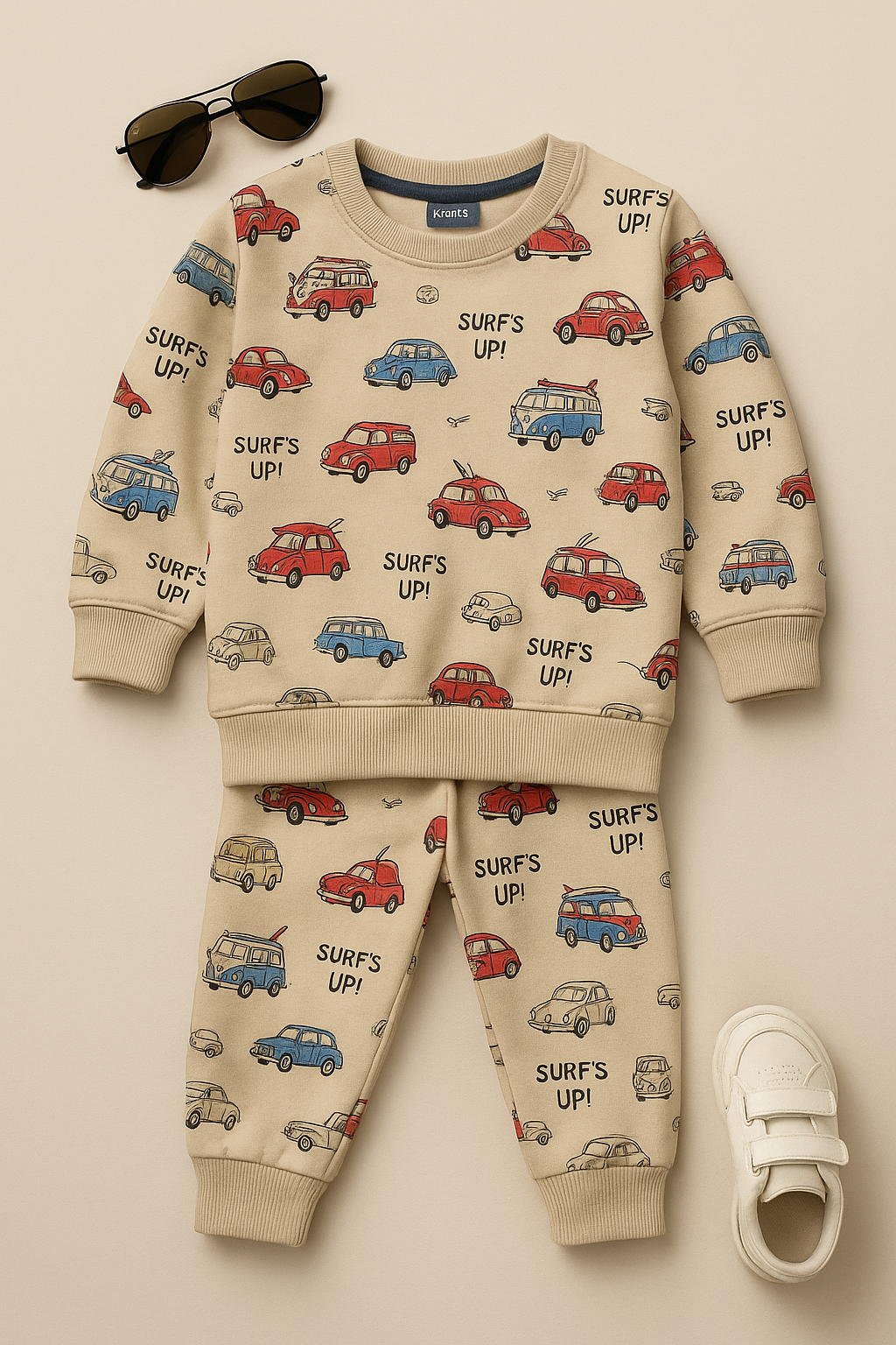 “Surf’s Up!” Winter Fleece Tracksuit – Retro Cars Edition