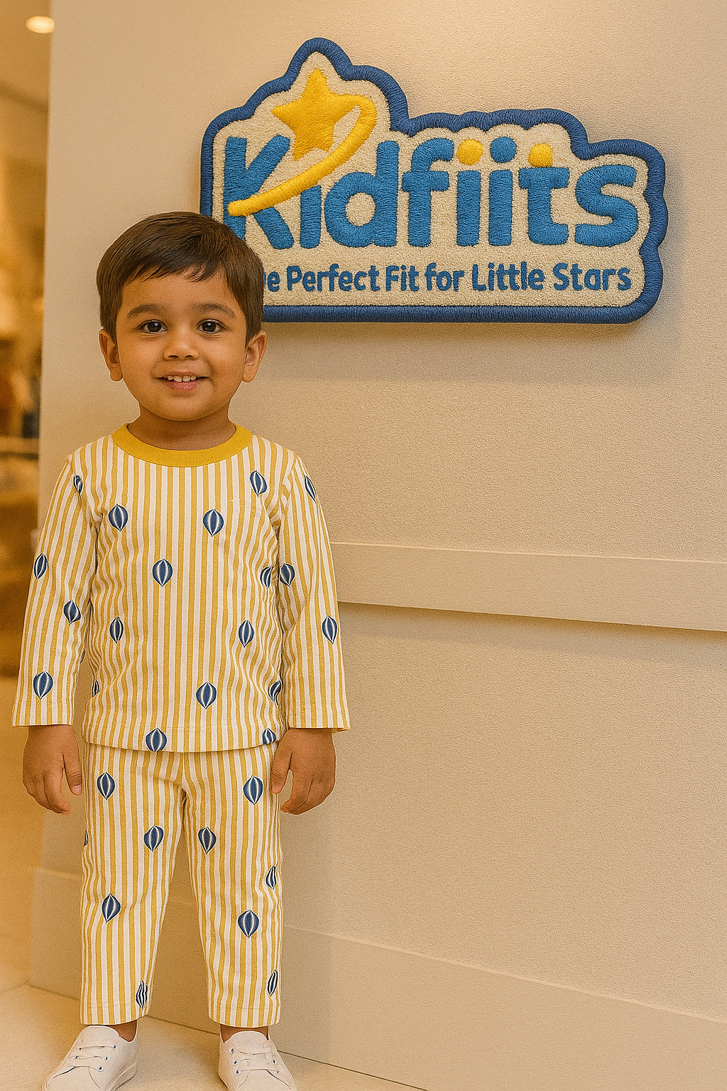 Kidfits “Hot Air Balloon” Cotton Night Suit – Sunny Yellow