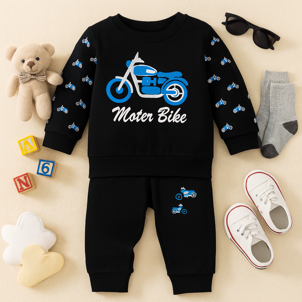 Kidfits “Motor Bike” Fleece Tracksuit – Jet Black