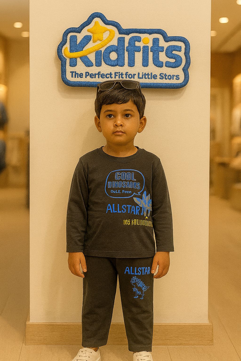 Kidfits “Cool Dinosaurs” Cotton Tracksuit – Jet Black