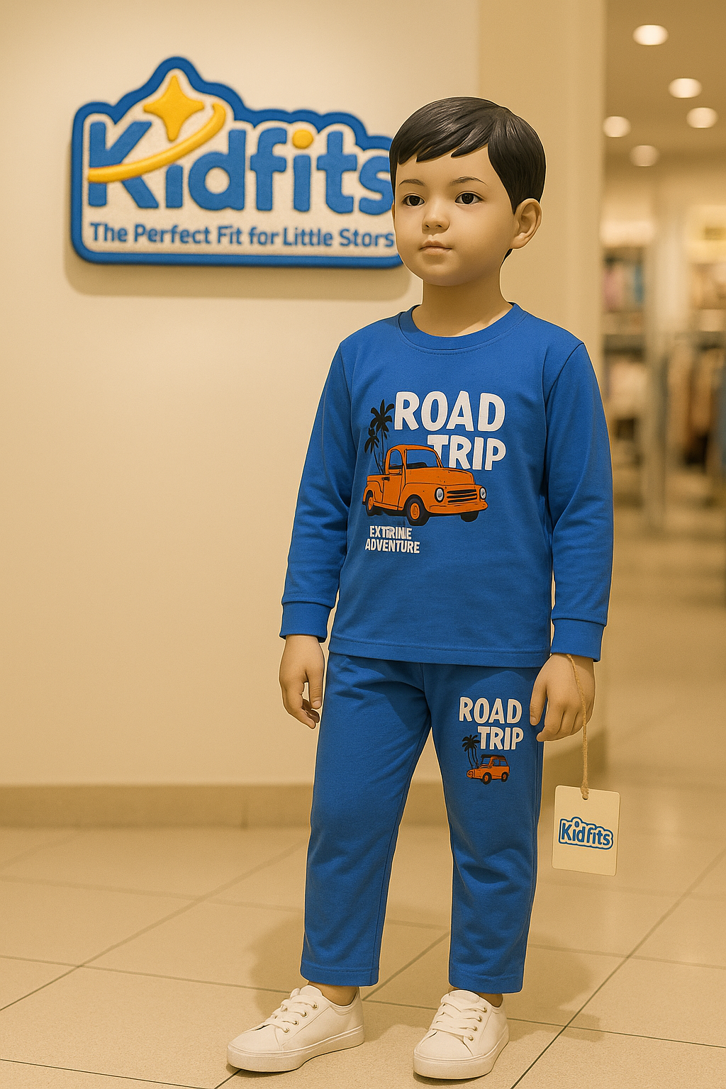 Kidfits “Road Trip” Cotton Tracksuit – Sky Blue