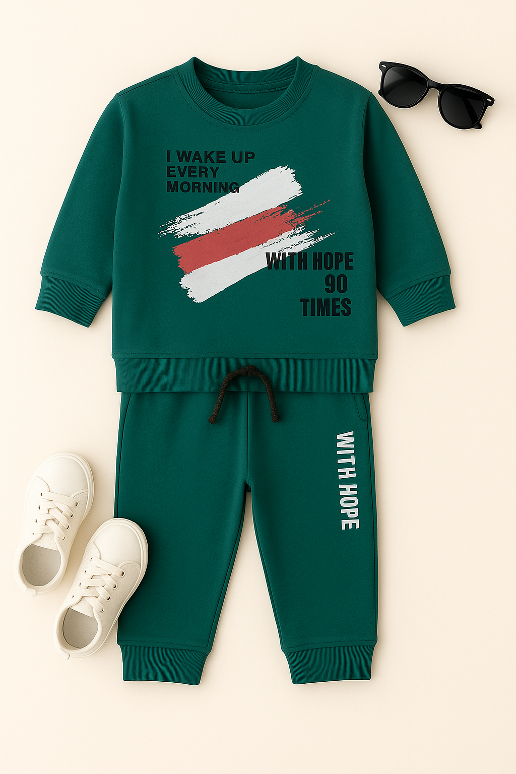 Kidfits With Hope Graphic Cotton Tracksuit – Forest Green