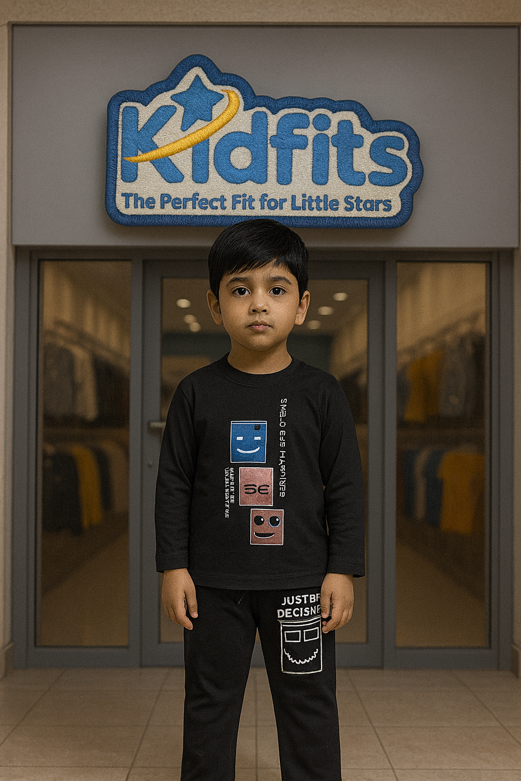 Kidfits Decisive Mood Cotton Tracksuit – Jet Black