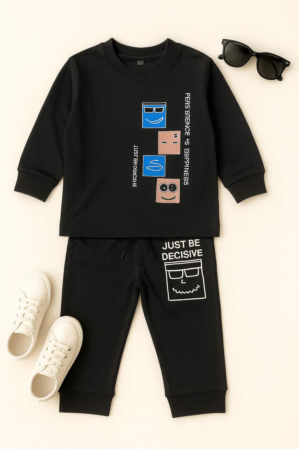 Kidfits Decisive Mood Cotton Tracksuit – Jet Black