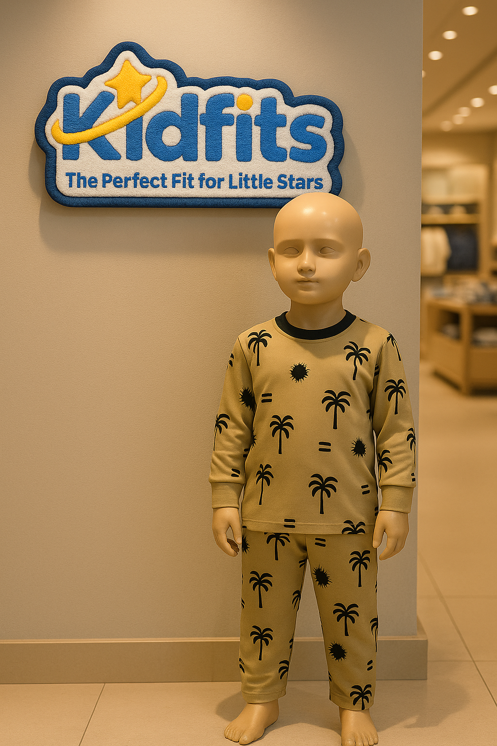 Kidfits Palm Island Cotton Nightsuit for Kids – Sand Brown