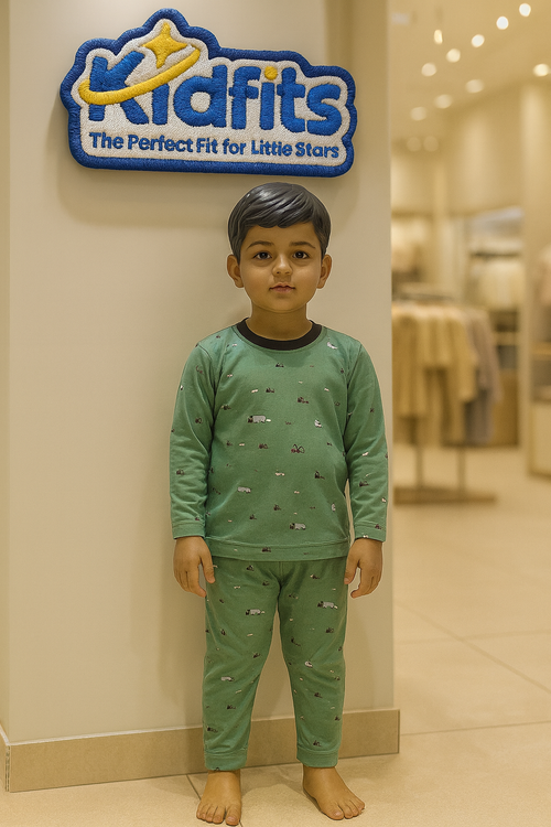 Kidfits Adventure Print  Nightsuit – Green