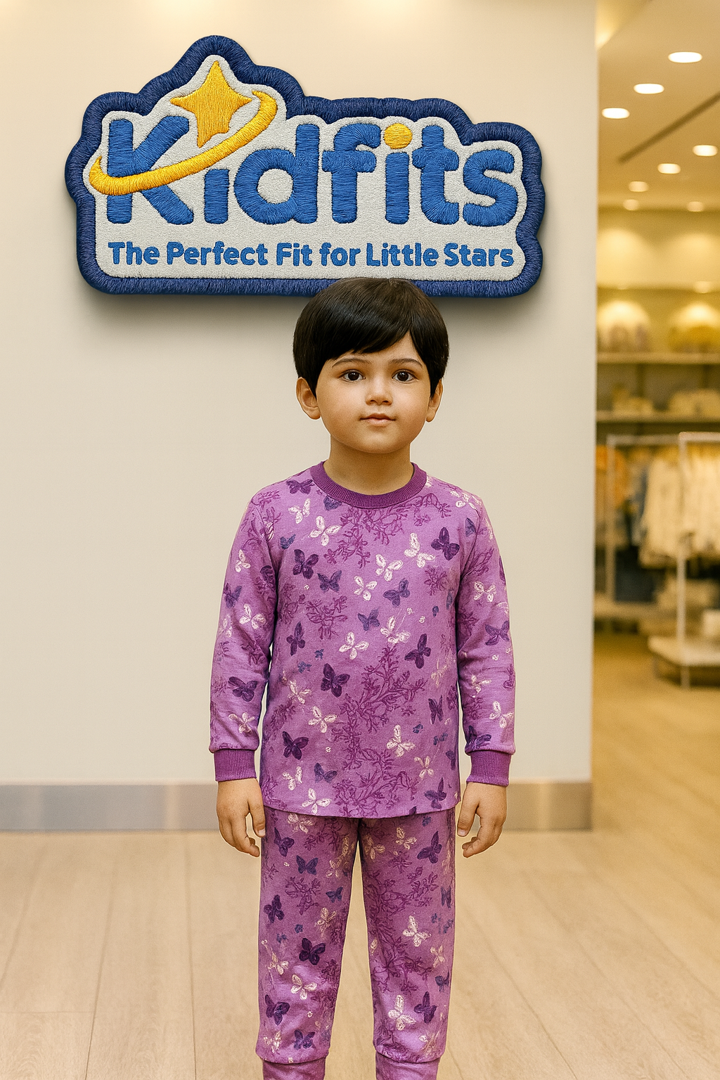 Kidfits Butterfly Dream Cotton Nightsuit for Girls – Lavender