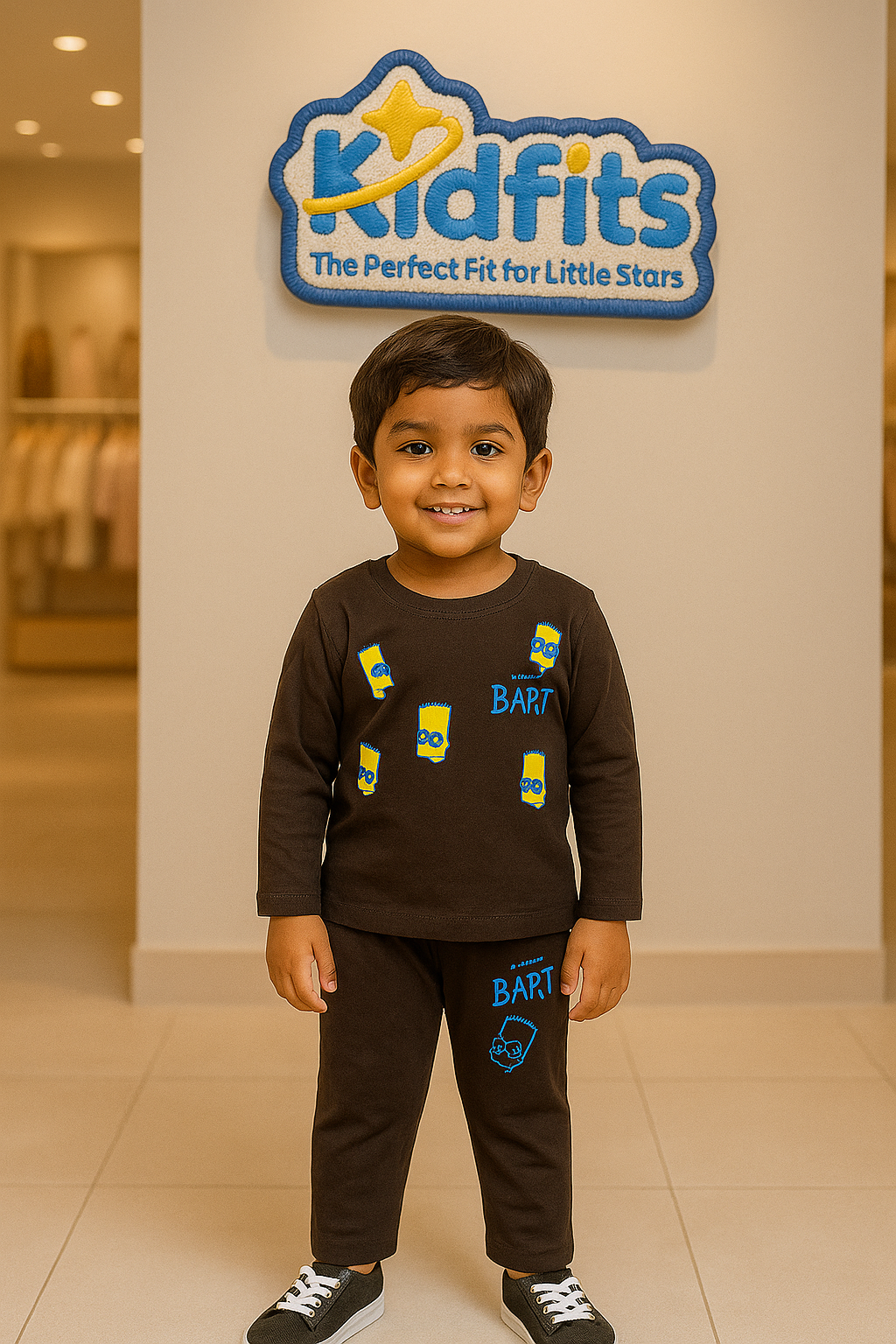 Kidfits “Bart” Cotton Tracksuit – Chocolate Brown