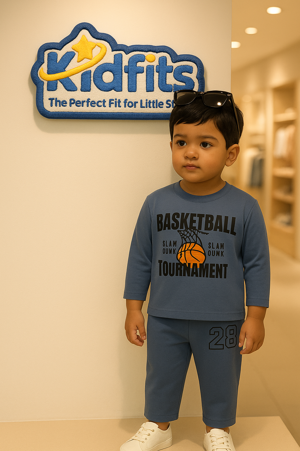 Kidfits “Basketball Tournament” Cotton Tracksuit – Steel Blue