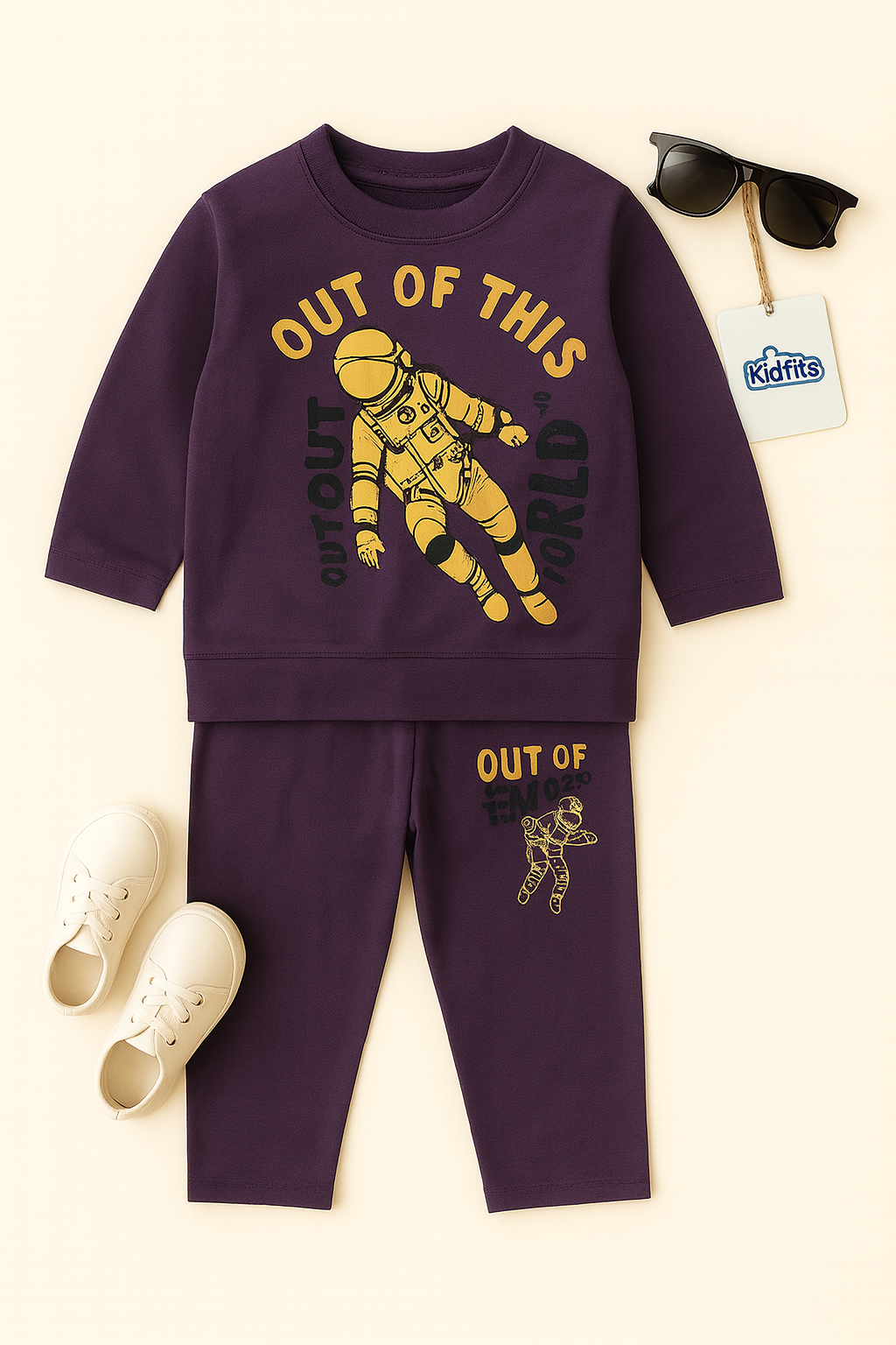 Kidfits “Out of This World” Cotton Tracksuit – Deep Space Purple