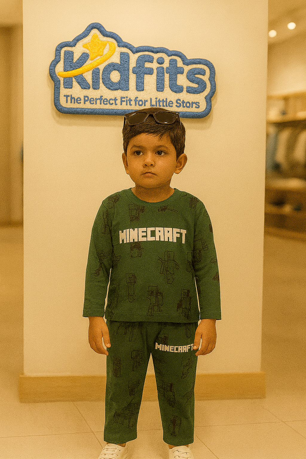 Kidfits “Minecraft Edition” Cotton Tracksuit – Pixel Green