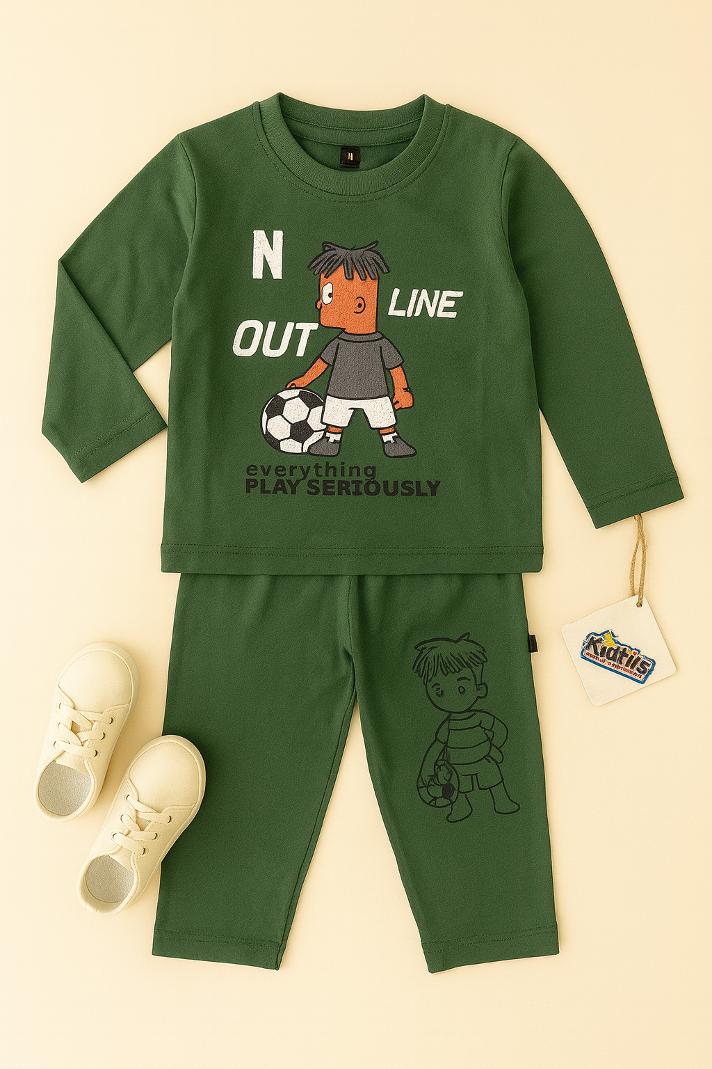 Kidfits “Out of Line” Cotton Tracksuit – Army Green
