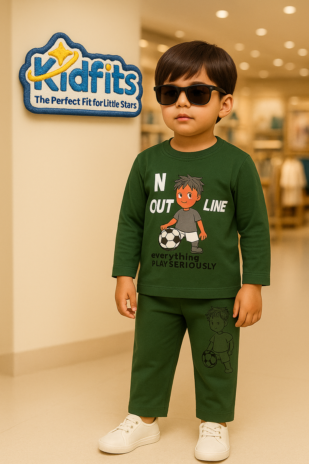 Kidfits “Out of Line” Cotton Tracksuit – Army Green