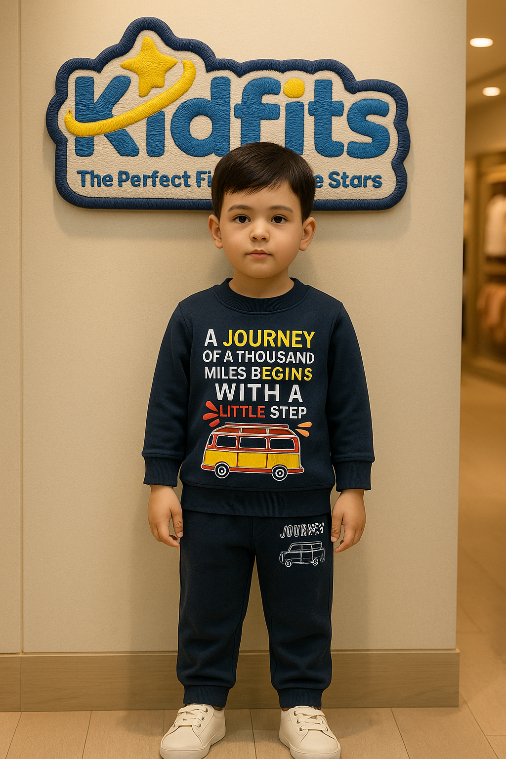 Kidfits “A Journey Begins” Fleece Tracksuit (Navy Blue)