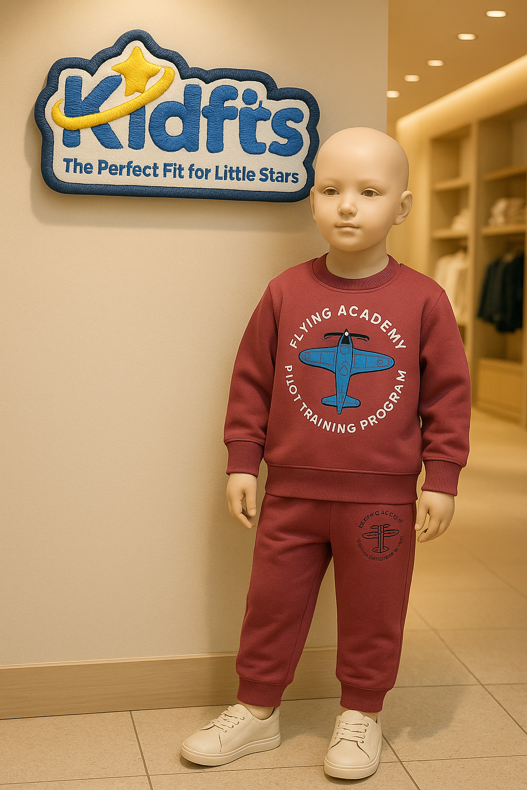 Kidfits “Flying Academy” Fleece Tracksuit (Maroon Red)