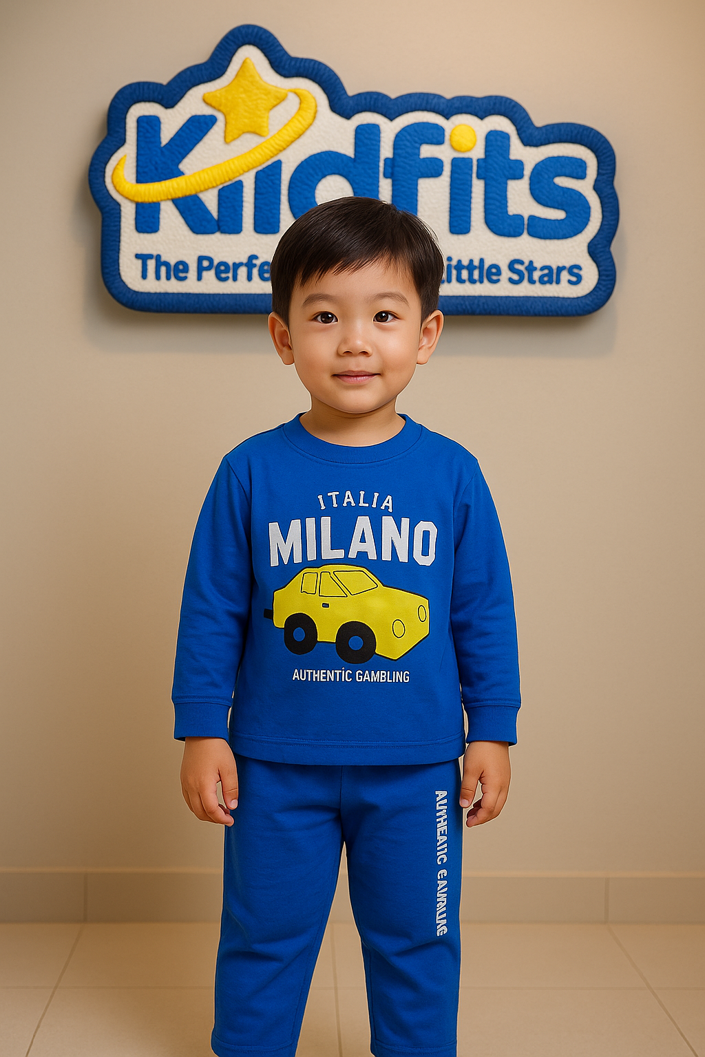 Kidfits Milano Car Cotton Tracksuit for Kids – Royal Blue