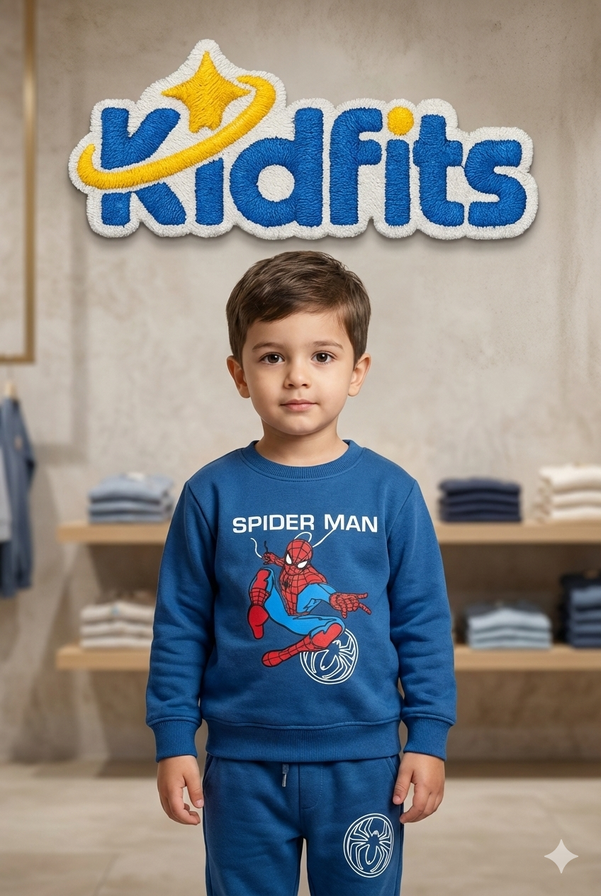 Kidfits Spider-Man Fleece Tracksuit for Kids – Classic Blue