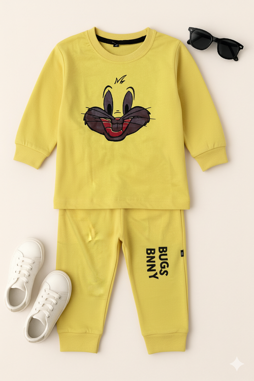 Kidfits Bugs Bunny Graphic Cotton Tracksuit – Yellow
