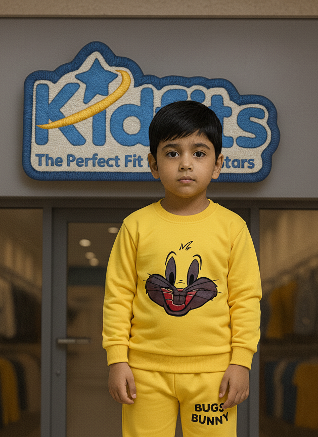 Kidfits Bugs Bunny Graphic Cotton Tracksuit – Yellow