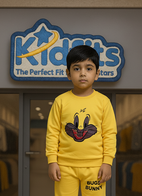 Kidfits Bugs Bunny Graphic Cotton Tracksuit – Yellow