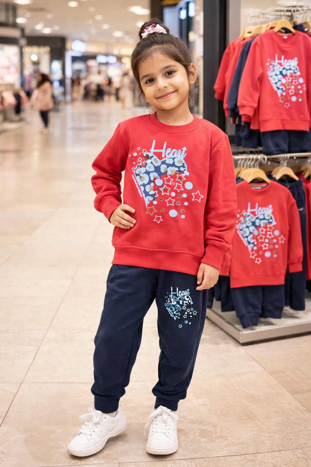 Kidfits Girls fleece track suit colour full heart